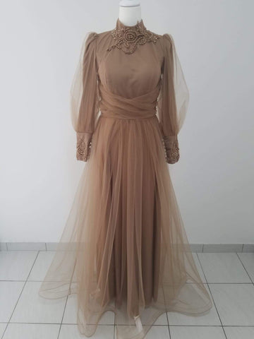 Robe longue de soirée Marron clair | D ...